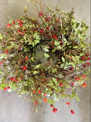 24” Manzanita/Rosehip/Lichen Wreath 